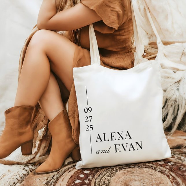 Bride + Groom Wedding Welcome Giveaway  Tote Bag (Creator Uploaded)