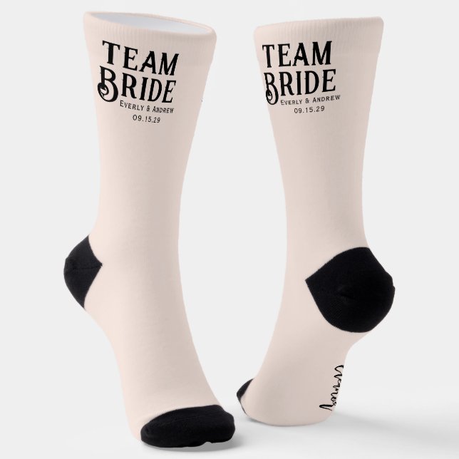 Bride & Groom with Wedding Date Bridesmaid  Socks (Angled)