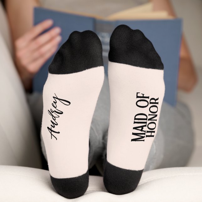 Bride & Groom with Wedding Date Bridesmaid  Socks (Bottom)