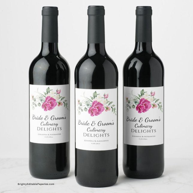 Bride & Groom's Culinary Delights Wine Label (Uncork Love: Bride & Groom's Culinary Delights Wine Label – Elevate your celebration sip by sip)
