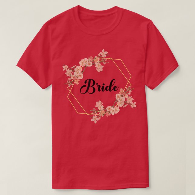Bride Hen Party Floral Wreath Team Bride Marriage  T-Shirt (Design Front)