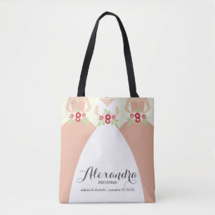 Bride & Her Bridesmaids Wedding Party Tote (blush) Bag