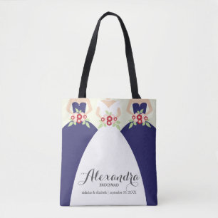 Bride & Her Bridesmaids Wedding Party Tote (navy)