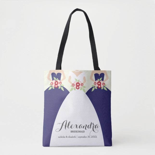 Bride & Her Bridesmaids Wedding Party Tote (navy) (Front)