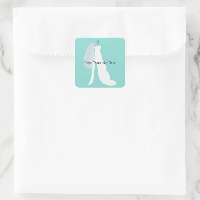 BRIDE Here Comes The Bride Bridal Party Square Sticker (Bag)