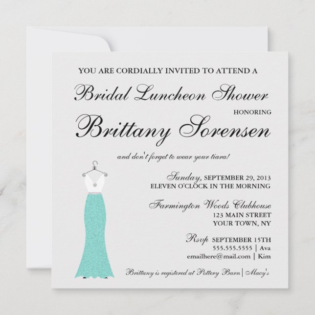 BRIDE Here Comes The Bride Shower Party Invitation (Back)