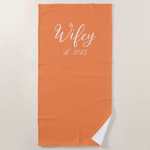 Bride Honeymoon Personalised Matching Wifey Hubby  Beach Towel