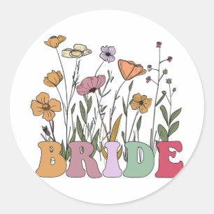 Bride I Do Crew Retro Groovy Bachelorette Party 1 Classic Round Sticker