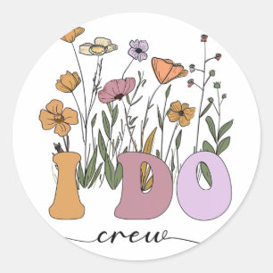 Bride I Do Crew Retro Groovy Bachelorette Party 2  Classic Round Sticker
