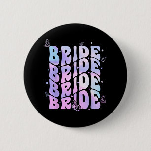 Bride I Do Crew Retro Groovy Bachelorette Party  6 Cm Round Badge