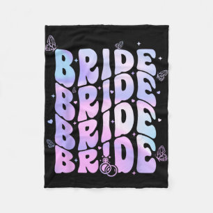 Bride I Do Crew Retro Groovy Bachelorette Party Fleece Blanket