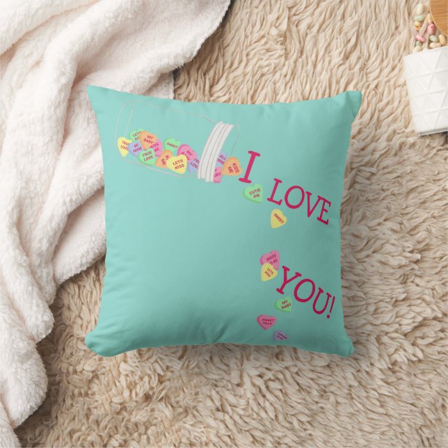 BRIDE I Love You Candy Hearts Valentine Party Cushion (Blanket)