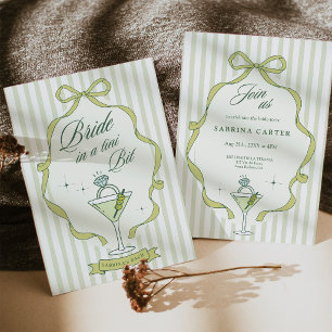 Bride in a Tini Bit Bachelorette Invitation Green
