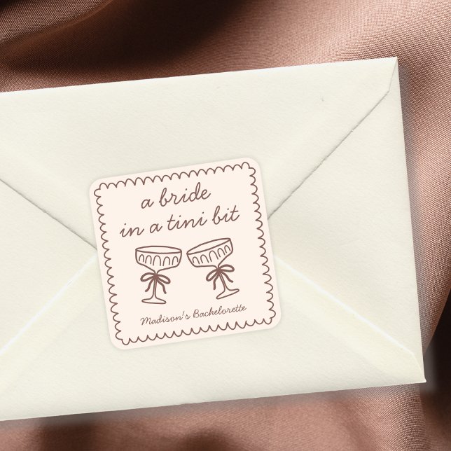 Bride In A Tini Bit Espresso Martini Bachelorette Square Sticker (Bride In A Tini Bit Espresso Martini Bachelorette Square Sticker)