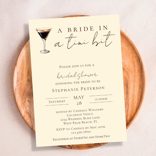 Bride in a Tini Bit Espresso Martini Bridal Shower Invitation (Creator Uploaded)