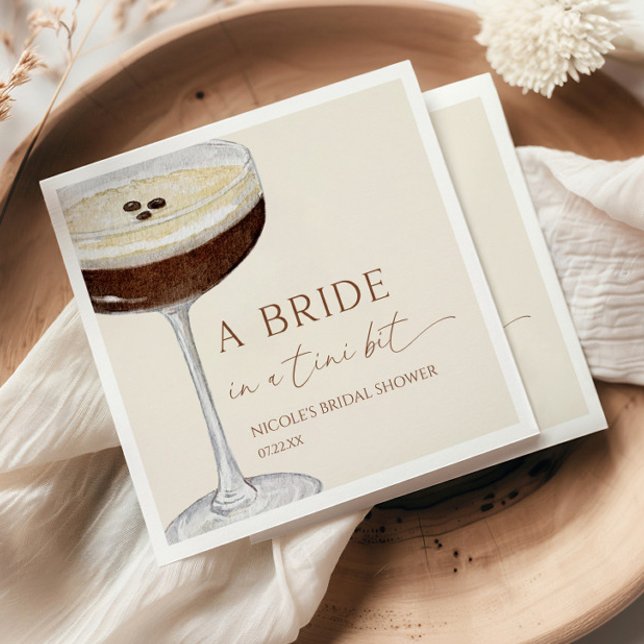 Bride In A Tini Bit Expresso Martini Bridal Shower Napkin (Creator Uploaded)
