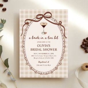 Bride in a Tini Bit Gingham Martini Bridal Shower Invitation
