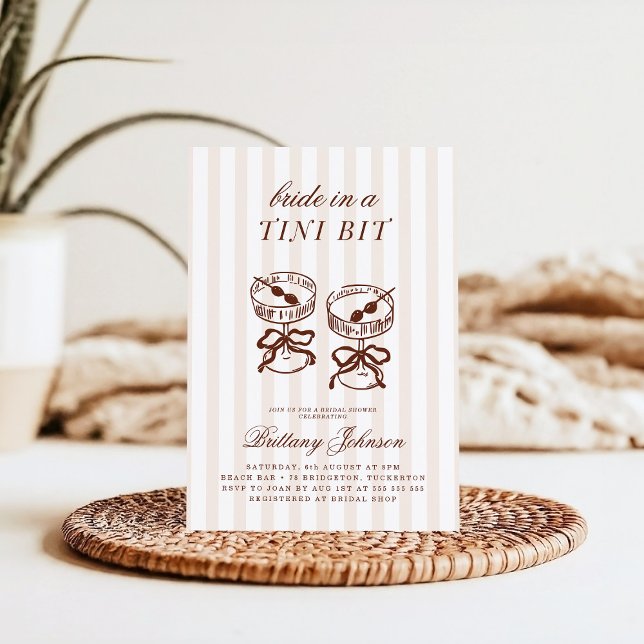 Bride in a Tini Bit Rustic Stripes Bridal Shower Invitation (Creator Uploaded)