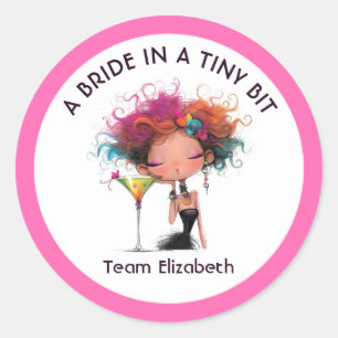 Bride in a Tiny Bit Team Bride Bachelorette Party Classic Round Sticker