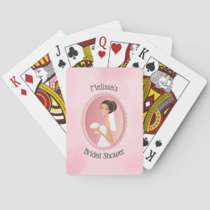 Bride in a Veil Holding Flowers Bridal Shower Playing Cards