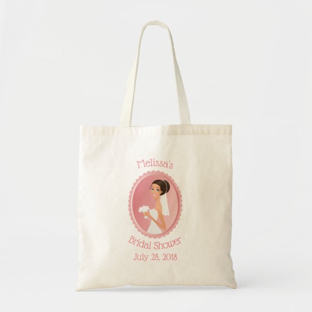 Bride in a Veil Holding Flowers Bridal Shower Tote Bag (Front)