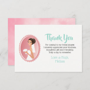 Bride in a Veil with Bouquet Bridal Shower Thanks Invitation