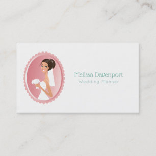 Bride in a White Wedding Dress Holding a Bouquet Business Card