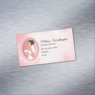 Bride in a White Wedding Dress Holding a Bouquet Magnetic Business Card