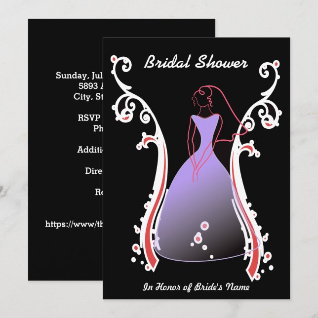 Bride in Black Background Bridal Shower Invite (Front/Back)