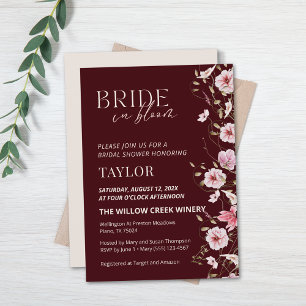 Bride in Bloom Burgundy Floral Bridal Shower Invitation