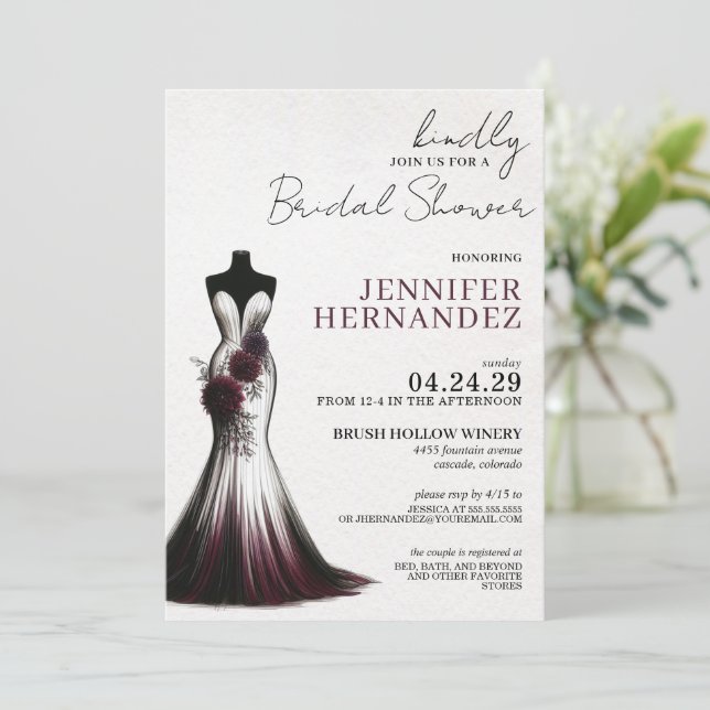 Bride in Bloom Dahlia Bridal Shower Invitation (Standing Front)