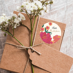 Bride in bloom floral Bridal Shower table decor  Classic Round Sticker