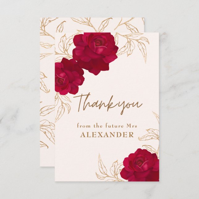 Bride in bloom  floral bridal shower Welcome Sign Thank You Card (Front/Back)