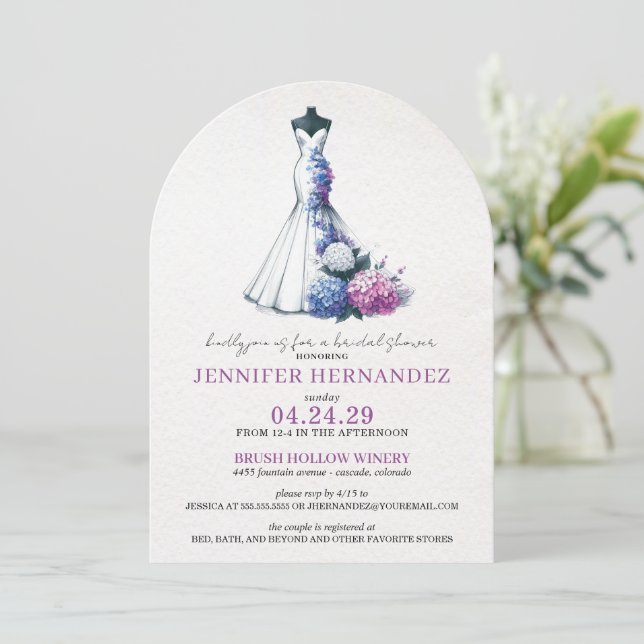 Bride in Bloom Hydrangea Bridal Shower Invitation (Standing Front)