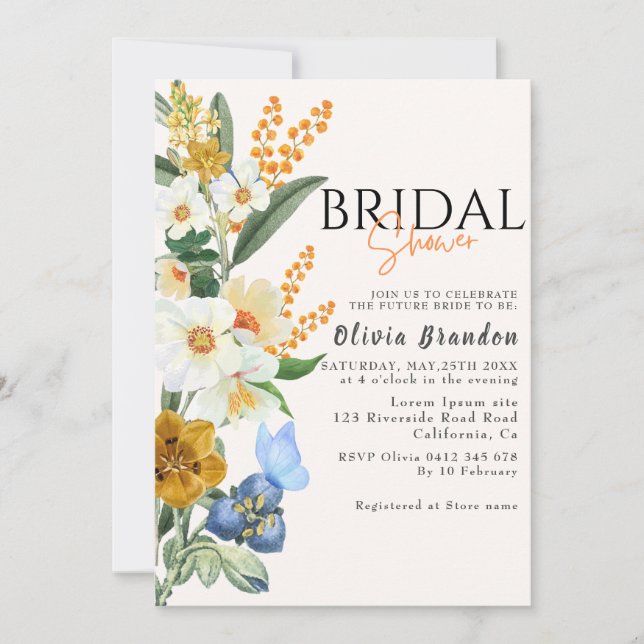 Bride in Bloom Spring Garden flowers Bridal shower Invitation (Front)