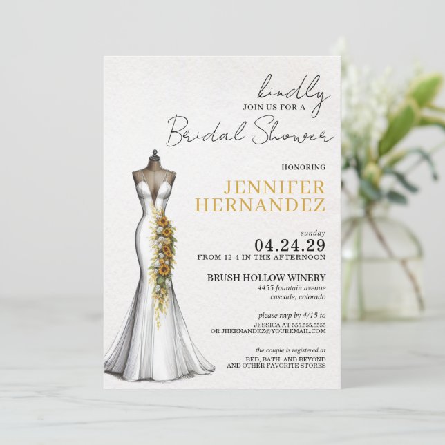 Bride in Bloom Sunflowers Bridal Shower Invitation (Standing Front)