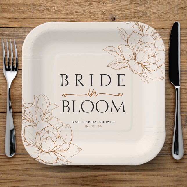 Bride in Bloom Tan Brown Bridal Shower Paper Plate (Bride in Bloom Tan Brown Bridal Shower Paper Plates
)