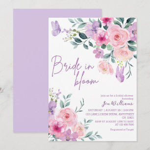 Bride in bloom watercolor floral bridal shower invitation