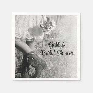Bride in Cowboy Boots and Sunflowers Bridal Shower Napkin