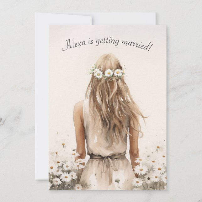 Bride In Daisies With Hair Laurel Invitation (Front)