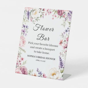 Bride in Full Bloom Floral Bridal Shower Flower Pedestal Sign