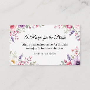 Bride in Full Bloom Floral Recipe Enclosure Card