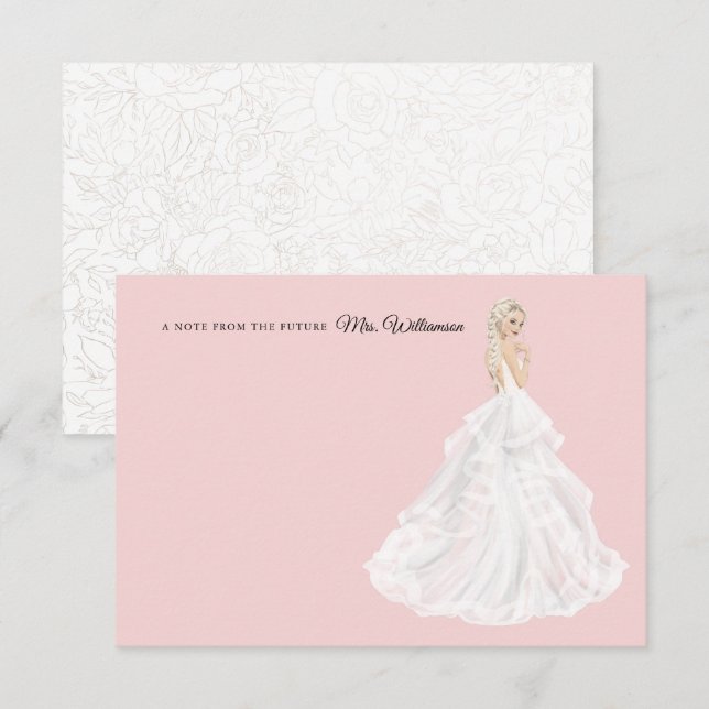 Bride in Gown Bridal Shower Thank You Card (Front/Back)
