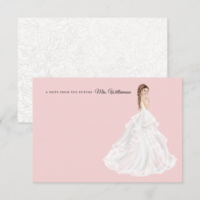 Bride in Gown Bridal Shower Thank You Card (Front/Back)