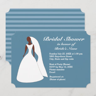 Bride in Gown Niagara Blue Bridal Shower Invite