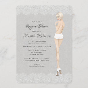 Bride in Panties Lacy Lingerie Shower Invitation