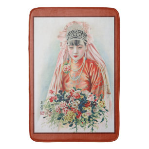 Bride in Red at Chinese Wedding in Shanghai Bath Mat