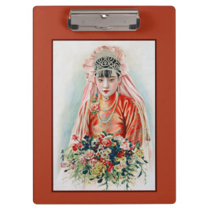 Bride in Red at Chinese Wedding in Shanghai Clipboard