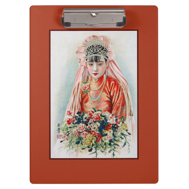 Bride in Red at Chinese Wedding in Shanghai Clipboard (Front)