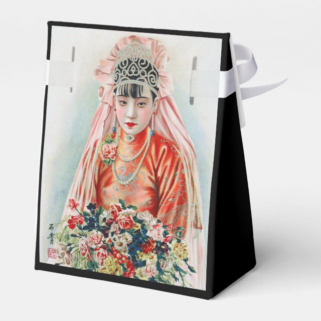 Bride in Red at Chinese Wedding in Shanghai Favour Box (Back Side)